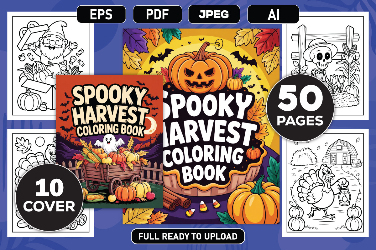 Spooky Harvest Coloring Book Bundle