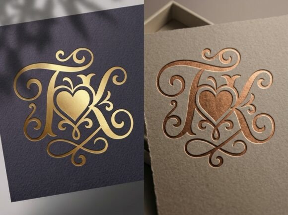 TK Heart Wedding Monogram Logo