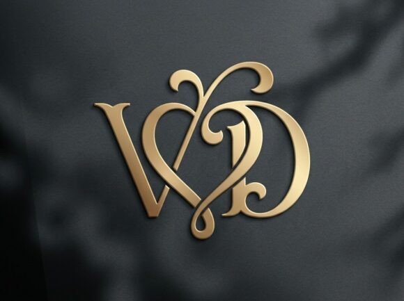 VD Heart Elegant Wedding Monogram