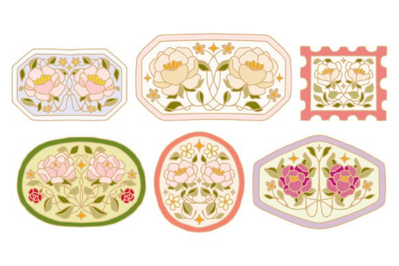 Vintage Aesthetic Floral Stamp Clip Arts