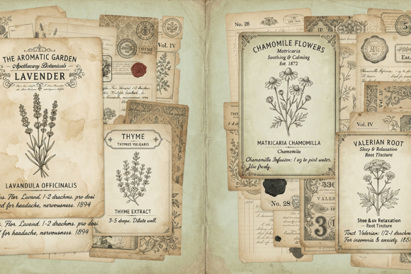 Vintage Apothecary Botanical Ephemera