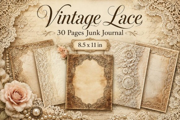 Vintage Lace Junk Journal Papers