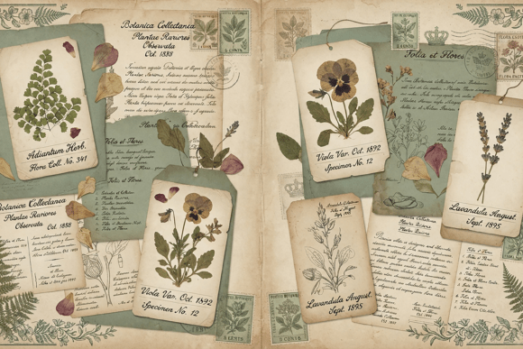 Vintage Pressed Flower Herbarium