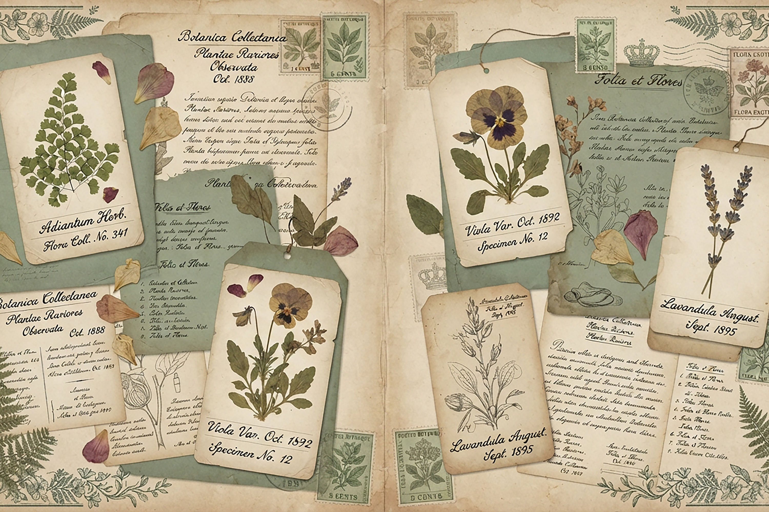Vintage Pressed Flower Herbarium