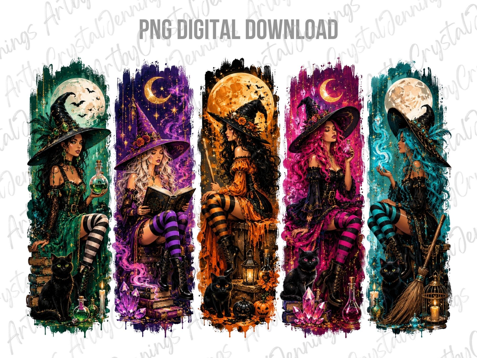 Watercolor Witch Brushstroke PNG
