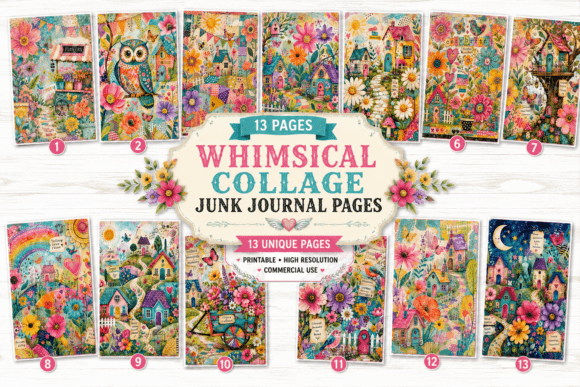 Whimsical Collage Junk Journal Pages