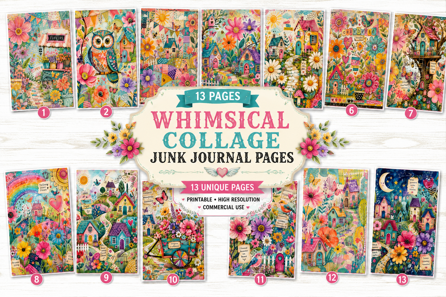 Whimsical Collage Junk Journal Pages