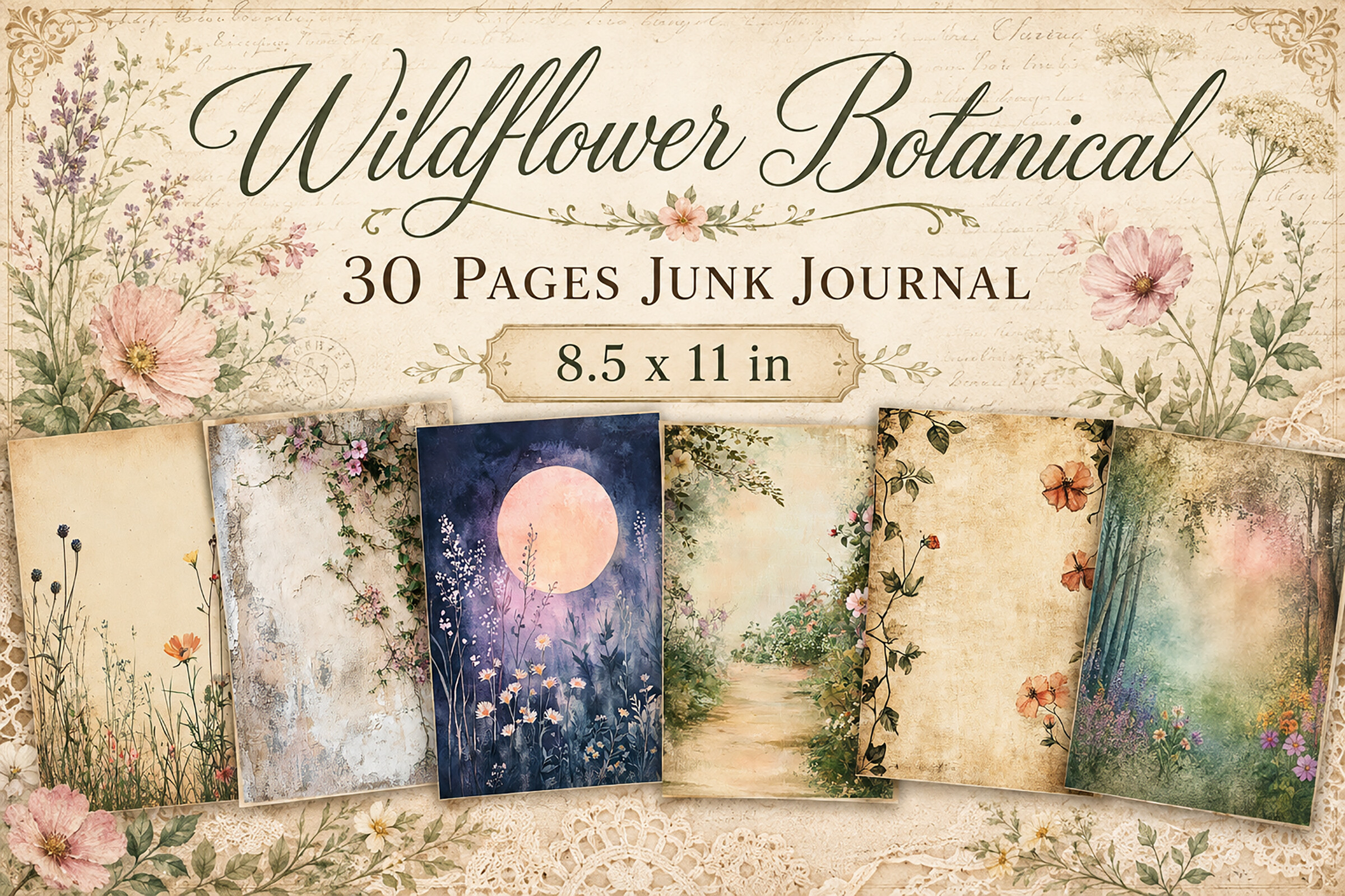 Wildflower Meadow Junk Journal Papers
