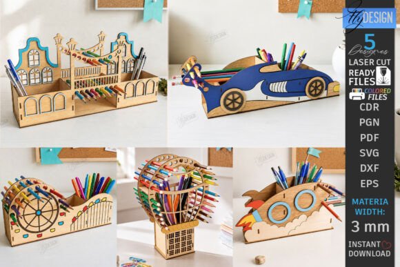 Wooden Desk Organizer Laser Cut Bundle