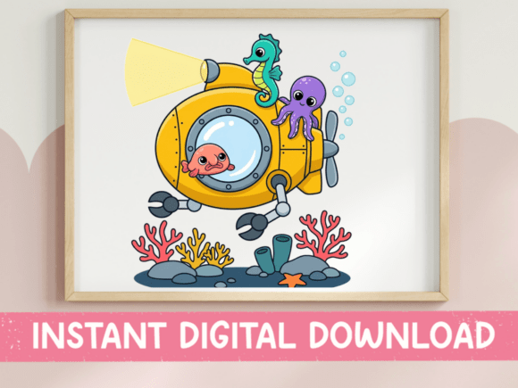 Yellow Submarine Ocean Animal Crew Graphic Crafts By October Second