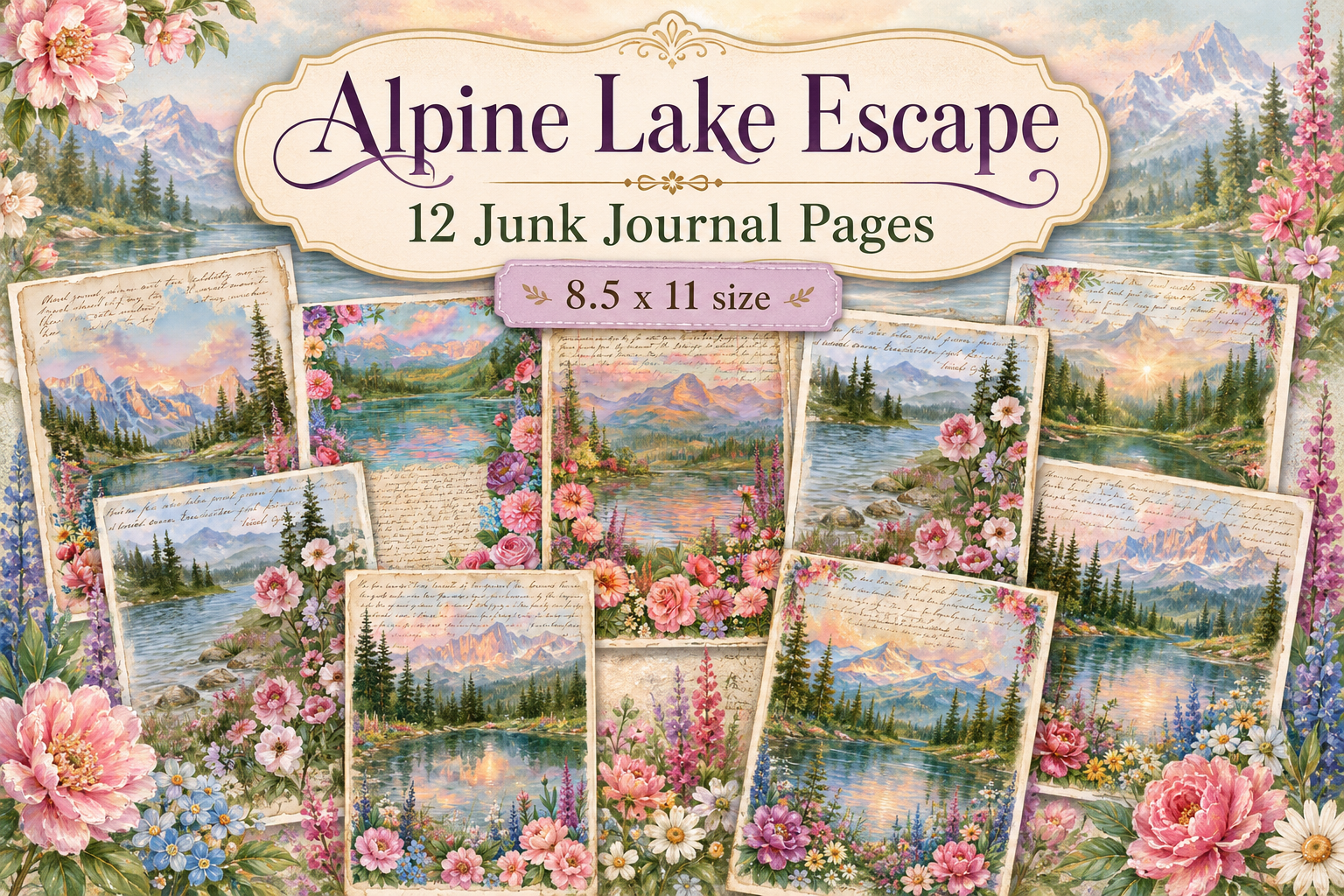 Alpine Lake Escape Digital Paper