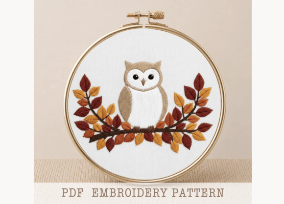 Autumn Owl Embroidery Pattern