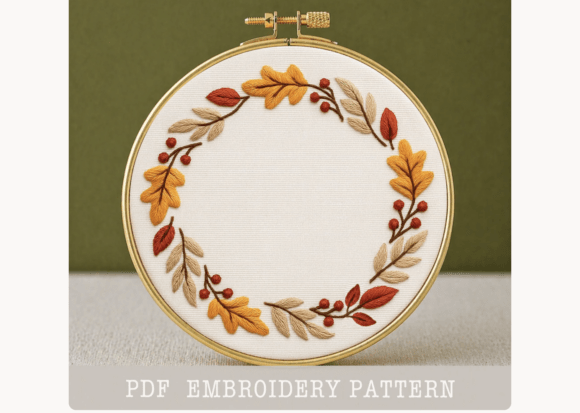 Autumn Wreath Embroidery Pattern