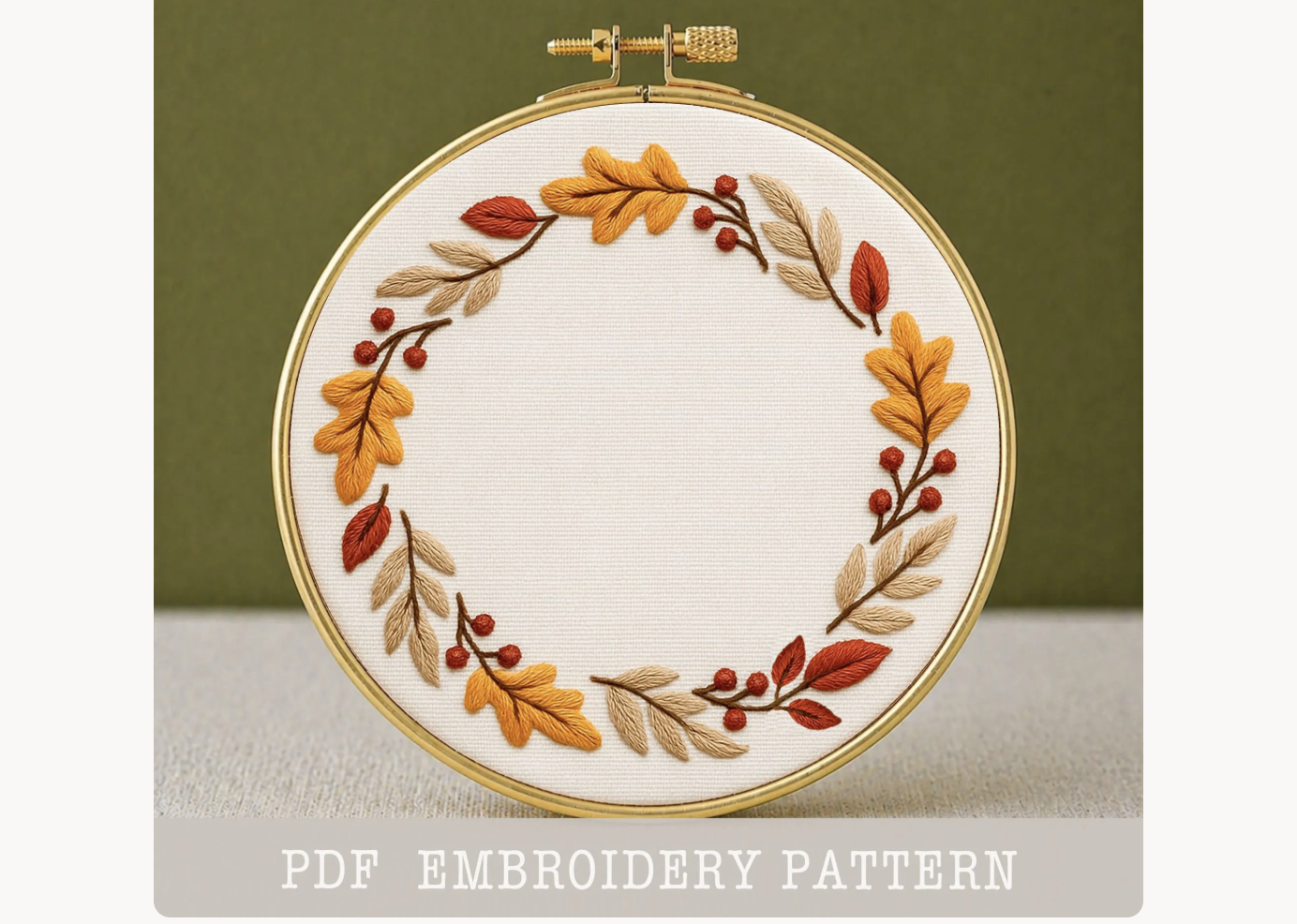 Autumn Wreath Embroidery Pattern