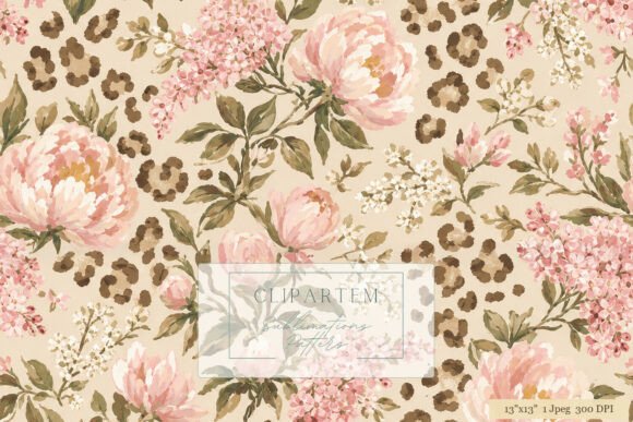 Blush Peony Leopard Floral Pattern