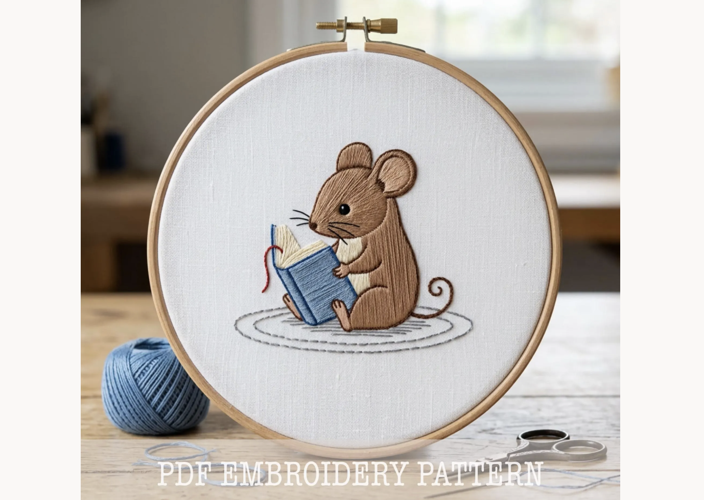 Bookish Mouse Embroidery Pattern