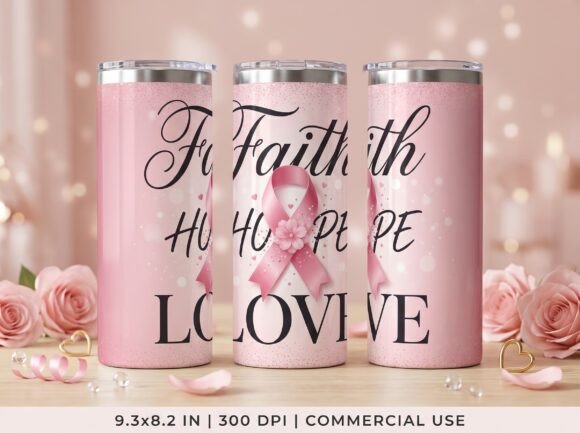 Breast Cancer Faith Tumbler Wrap PNG