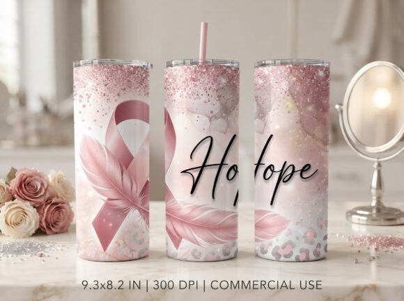 Breast Cancer Hope Tumbler Wrap PNG