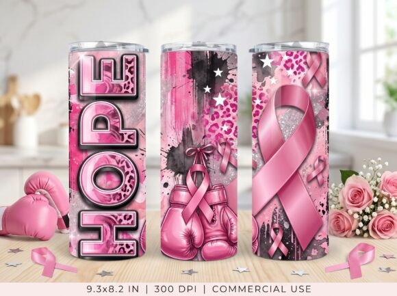 Breast Cancer Hope Tumbler Wrap PNG