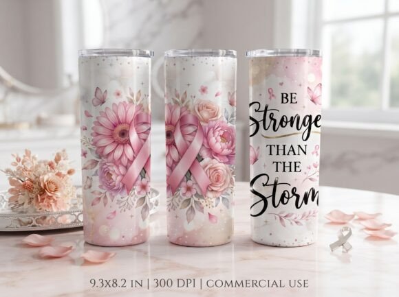 Breast Cancer Tumbler Wrap Storm PNG