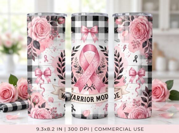 Breast Cancer Warrior Tumbler Wrap PNG