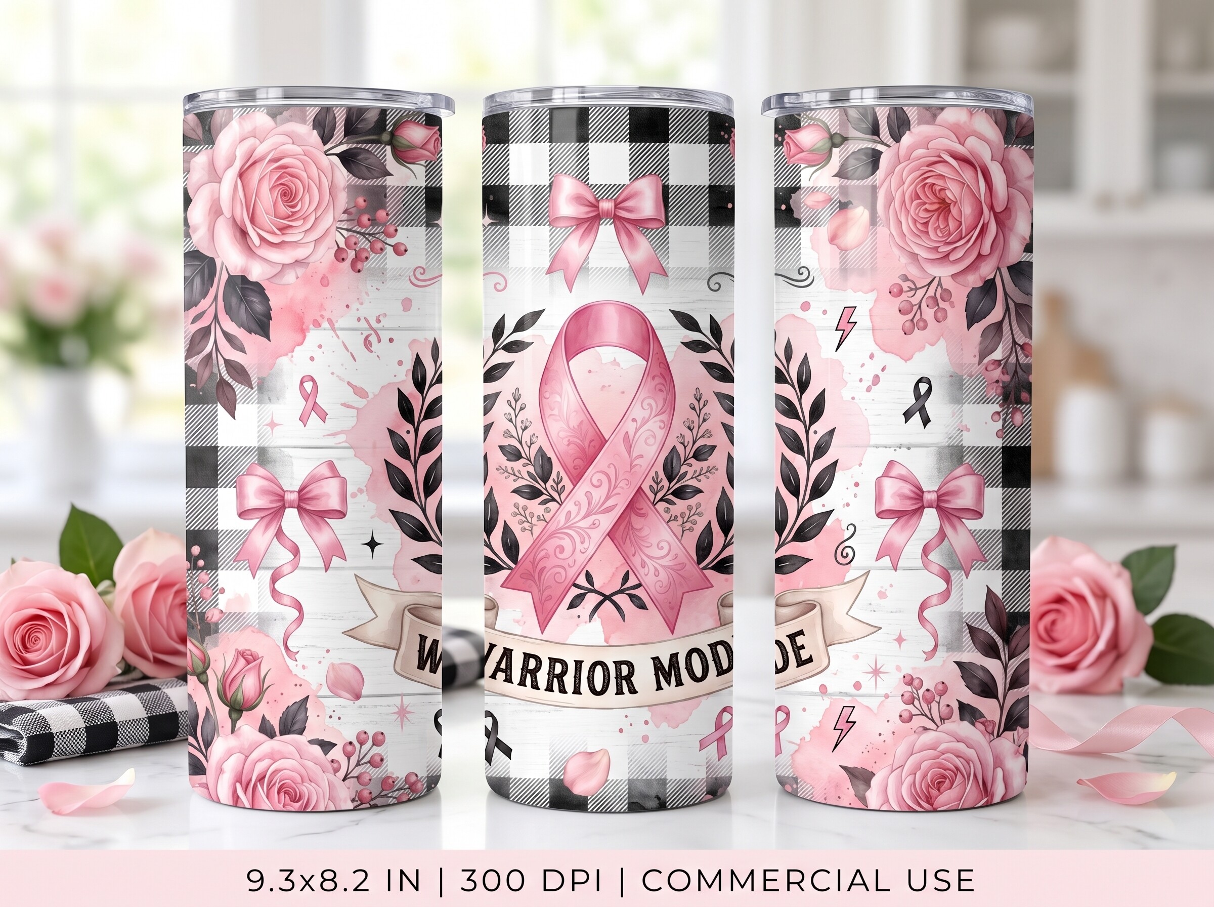 Breast Cancer Warrior Tumbler Wrap PNG