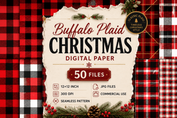 Buffalo Plaid Christmas Digital Paper