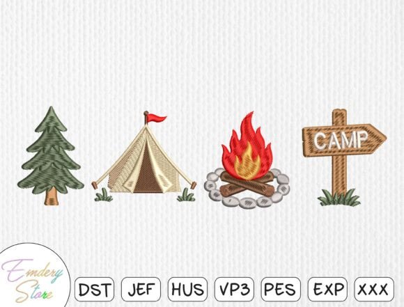 Camping Embroidery Design
