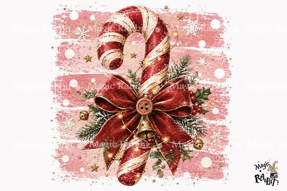 Candy Cane Bow Christmas PNG