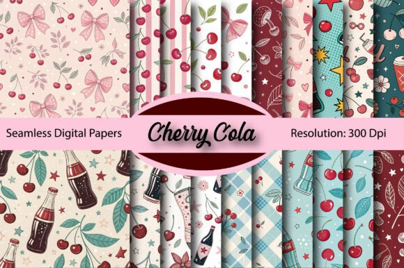 Cherry Cola Seamless Digital Paper