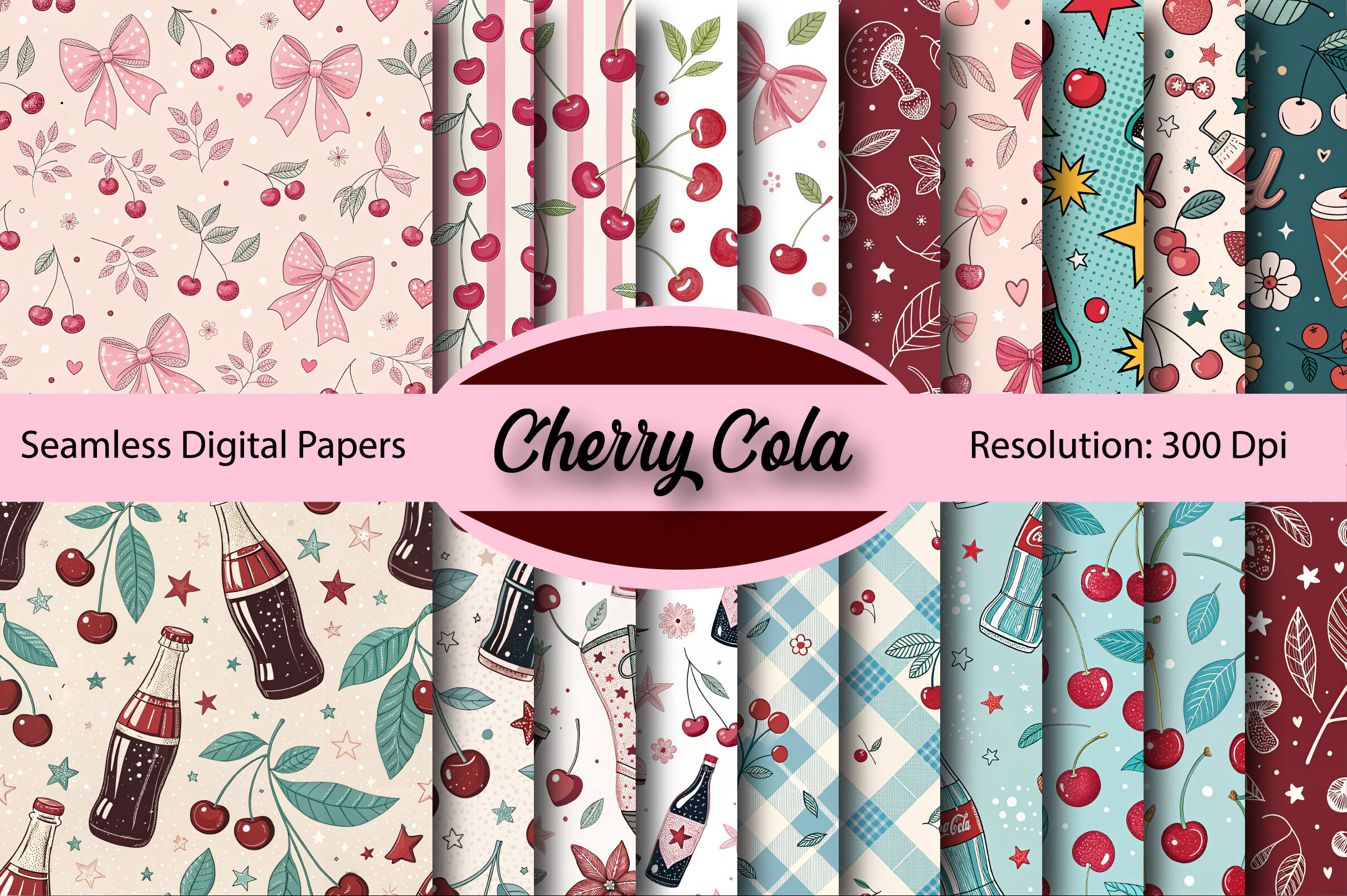 Cherry Cola Seamless Digital Paper