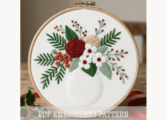 Christmas Bouquet Embroidery Pattern