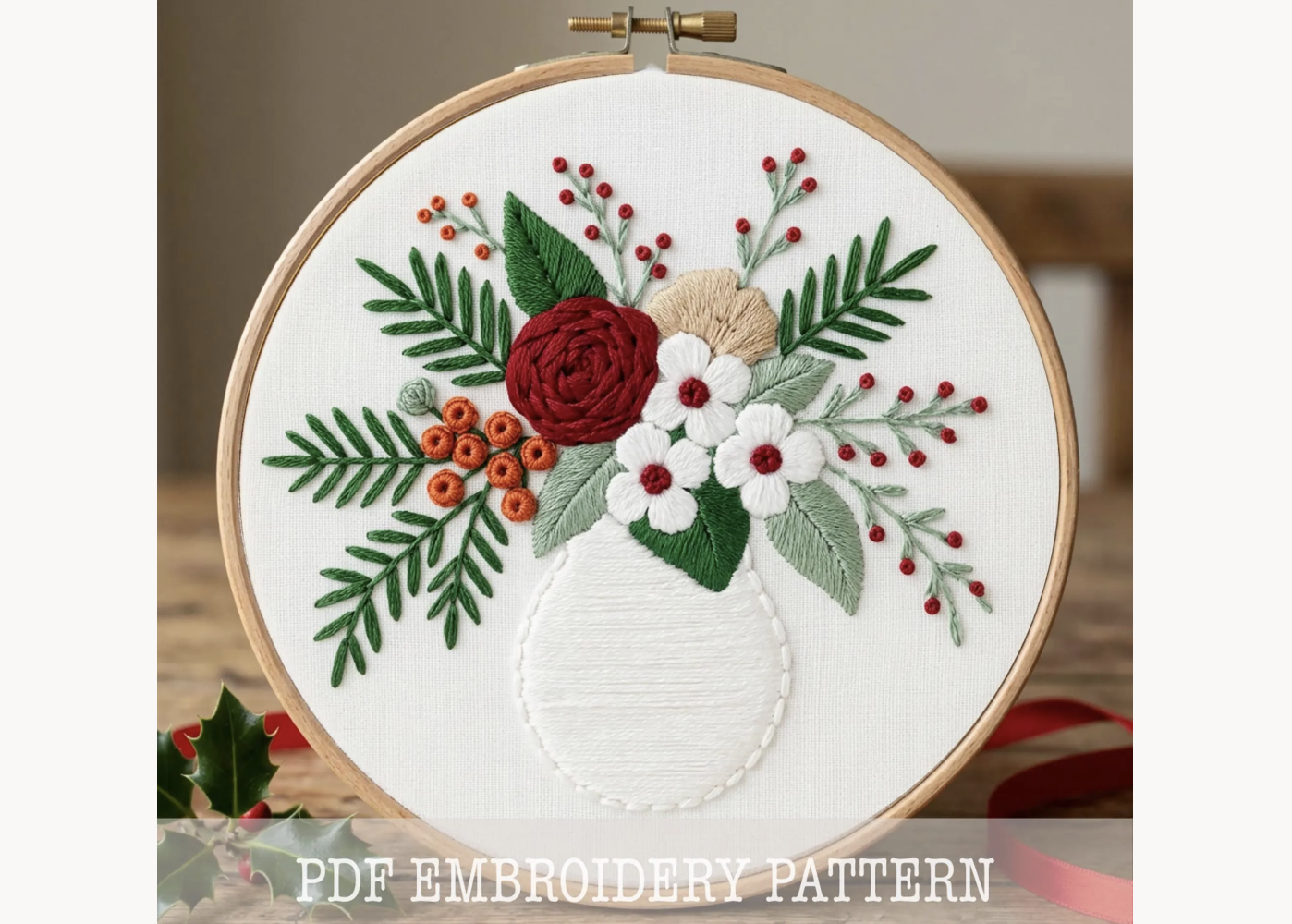 Christmas Bouquet Embroidery Pattern