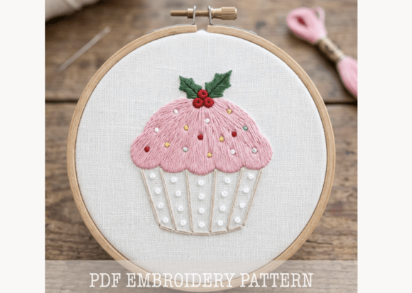 Christmas Cupcake Embroidery Pattern