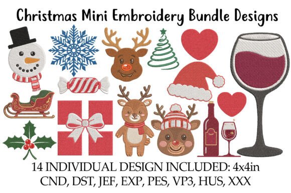 Christmas Mini Embroidery Bundle Designs