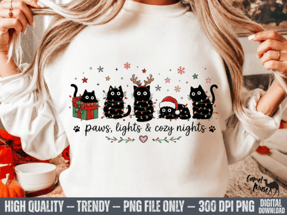 Cozy Cats PNG, Christmas Cat Border PNG