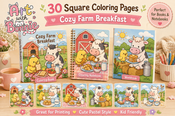 Cozy Farm Breakfast Coloring Pages PDF