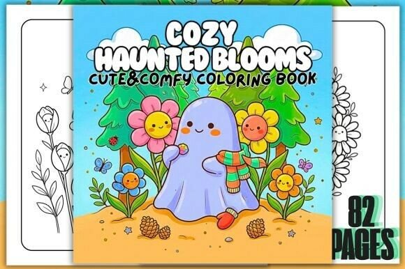 Cozy Haunted Blooms Coloring Book