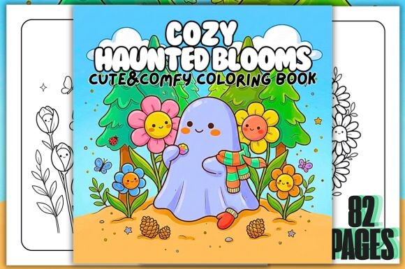 Cozy Haunted Blooms Coloring Book