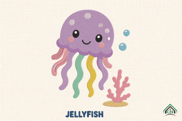 Cute Jellyfish Embroidery Design