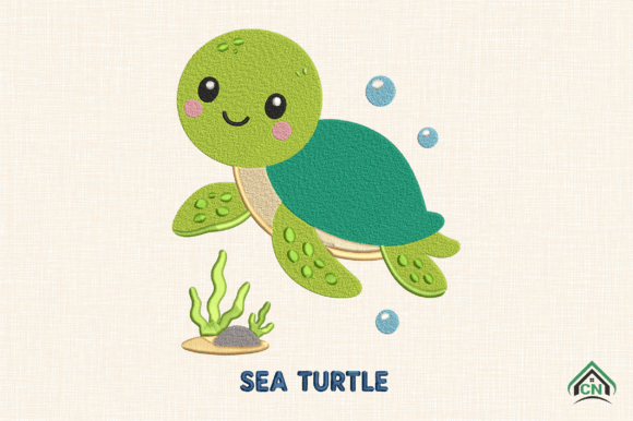 Cute Sea Turtle Embroidery Design