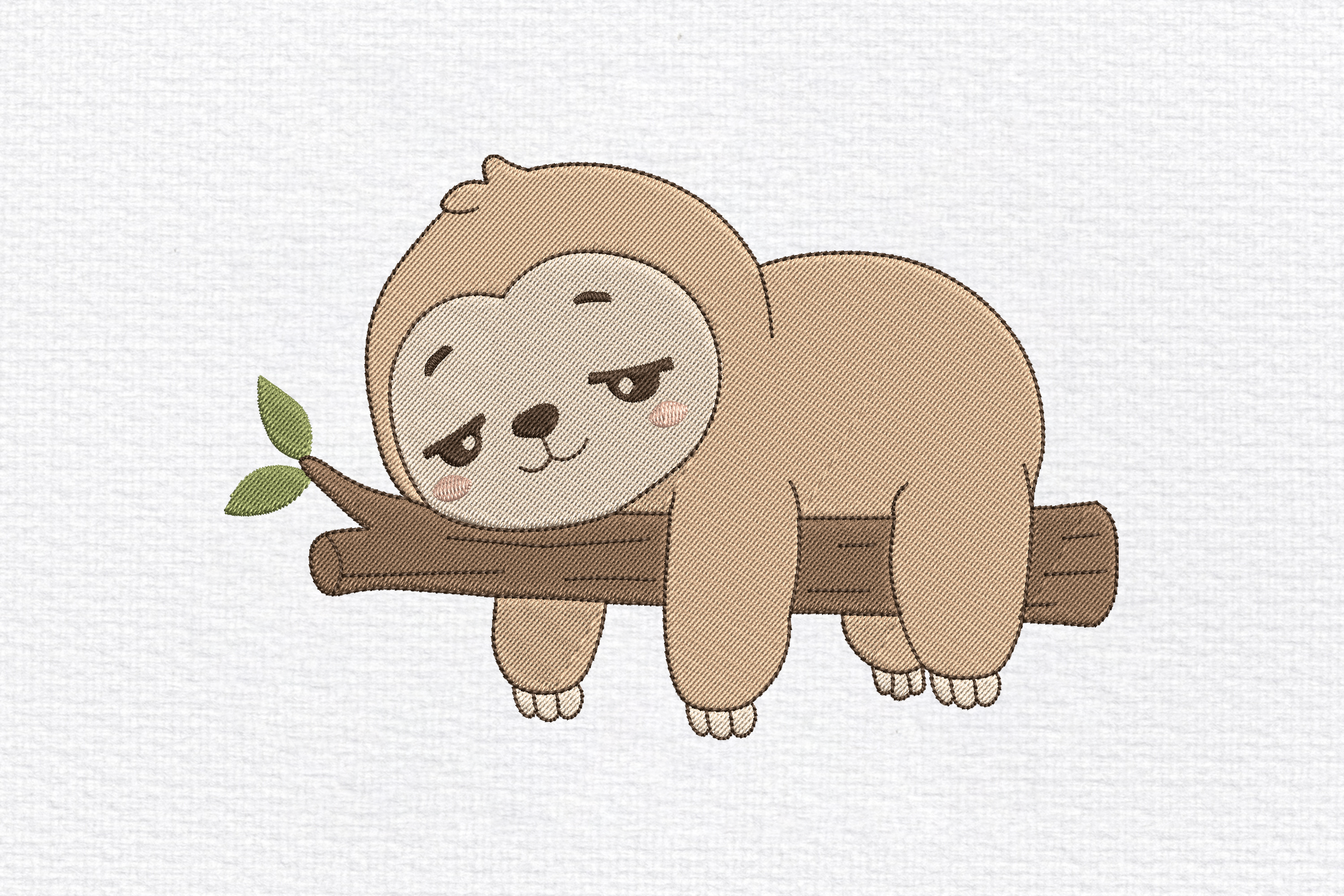 Cute Sleeping Sloth Embroidery Design