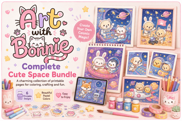Cute Space Friends Coloring Pages PDF