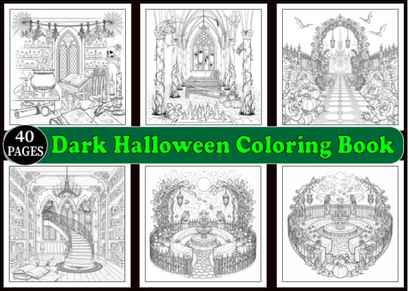 Dark Halloween Coloring Book for Adults
