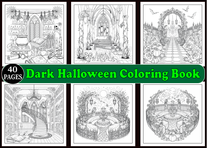 Dark Halloween Coloring Book for Adults
