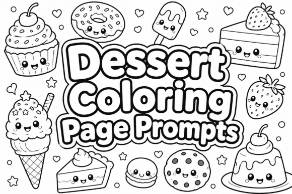 Dessert Coloring Page Prompts