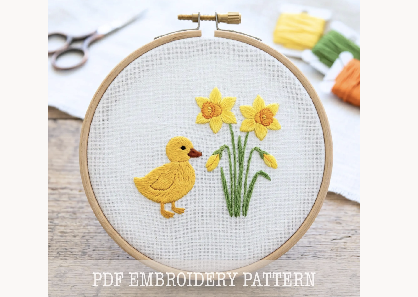 Duckling & Daffodils Embroidery Pattern