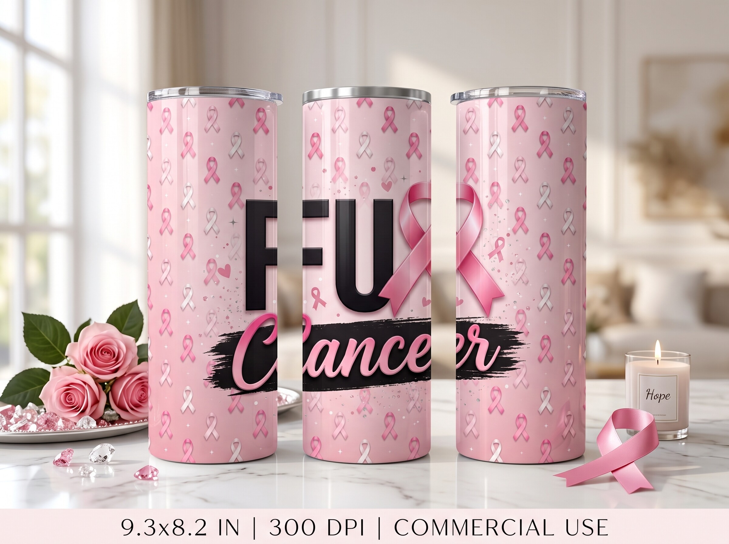 FU Cancer Breast Cancer Tumbler Wrap PNG