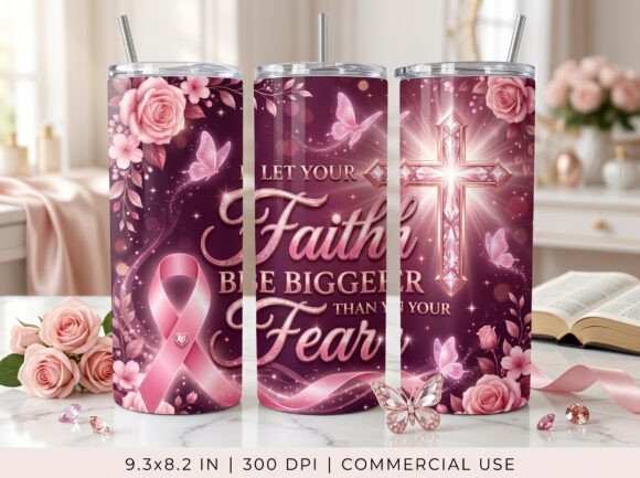 Faith or Fear Breast Cancer Tumbler Wrap