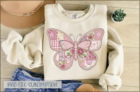 Faux Patchwork Butterfly PNG Graphic Illustrations By Extreme DesignArt